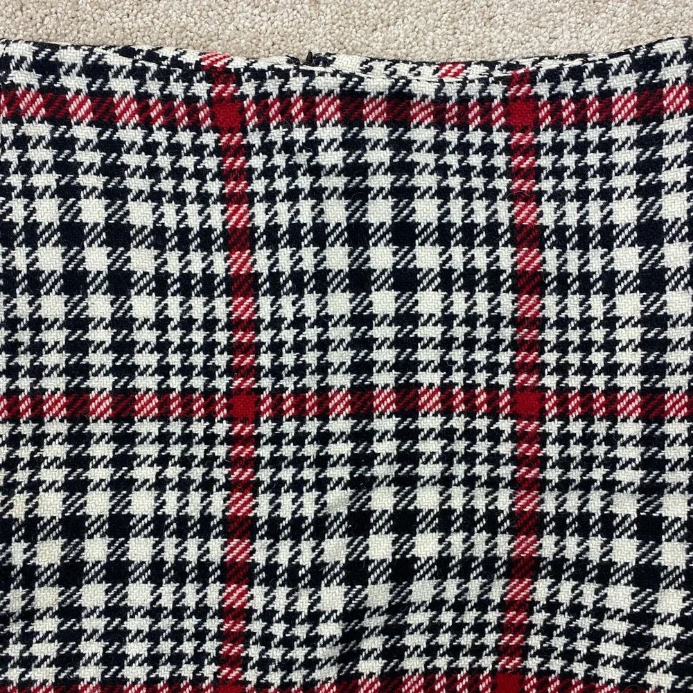 Talbots Skirt Womens 8 Wool Blend Black Plaid Straight Ladies Preppy Classic 90s